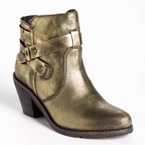 OTBT Bexar Distressed look Leather Gold Booties - Picture 2 of 14